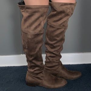 Thigh high brown boots